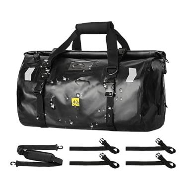Imagem de Bolsa Duffle para motocicleta, Bolsa impermeável para motocicleta,Sacos secos para cauda de motocicleta 40L | Sacos de lona secos resistentes com tiras reflexivas, alforjes para viagens de esqui de mo