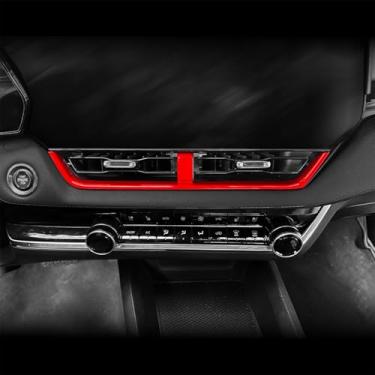 Imagem de Amzcar Acabamento da tampa da saída de ar, acabamento da tampa do painel do carro, capa do painel do console central compatível com acessórios Chevy Equinox 2025-2026 (vermelho)
