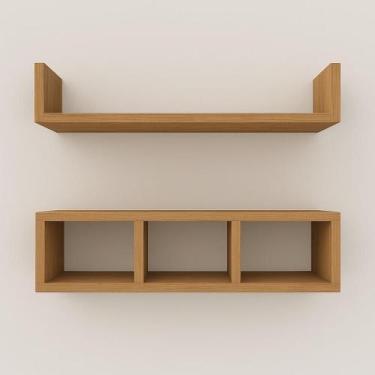 Imagem de Kit Nichos De Parede Madeira Mdf Moderno - Amadeirado - D Inovar Movei