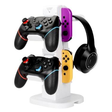 Imagem de 3HQ Controller Holder & Headset Stand Tower - Rotary Gaming Controller & Headphone Stand with Joy-Con Slot for Gamers