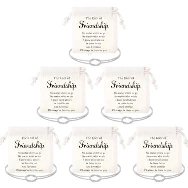 Imagem de Tondiamo 6 conjuntos de pulseiras de amizade femininas com nó de amor com sacos de cordão de lona joias de Natal para melhor amiga, alma, irmã, presentes de festa de casamento, 3.9 X 4.7 inches/ 10 x