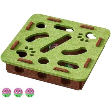 Imagem de Caixa de enriquecimento de quebra-cabeça para gatos, arranhador de lixa de unha de gatinho, caixa interativa de enriquecimento de lixa de unha de gato, caixa de labirinto de feltro mental alternativa