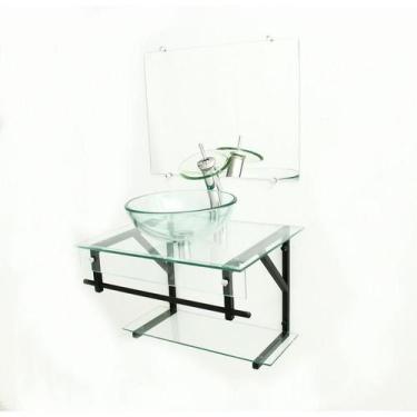 Imagem de Gabinete De Vidro 60Cm Apx Com Cuba Redonda - Incolor - Cubas E Gabine