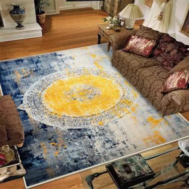 Imagem de Tapete para sala de estar com decoração retrô, fácil de limpar, ideal para sofá, escritório e mesas de centro (1,9 x 2,9 pés (60 x 90 cm)/BS9-sem fiapos-5)