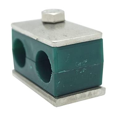 Imagem de Braçadeira de tubo de polipropileno hidráulico de 30 mm de diâmetro externo tamanho métrico STAUFF Twin Series, com placa de base superior SS316 de aço inoxidável e parafusos hexagonais métricos