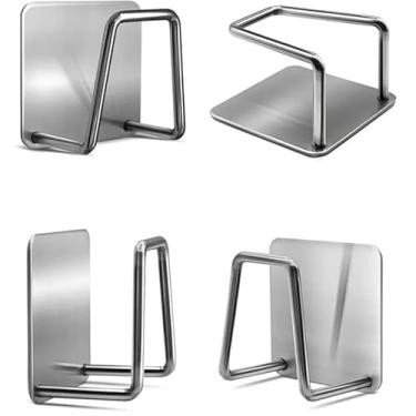 Imagem de Kit com 3 Unidades Suportes De Esponja Aço Inox Gancho Adesivo Cozinha Banheiro E Lavanderia