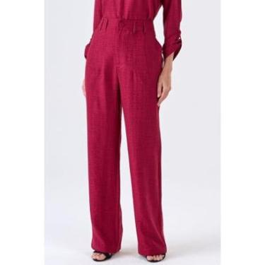 Imagem de Calça PKS Alfaiataria Com Pespontos Bordô-Feminino