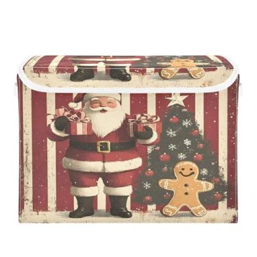 Imagem de SEHANY Cestas de armazenamento de Papai Noel de Natal com tampas, organizador de caixas de armazenamento de tecido para armário de roupas, cobertor de escritório, berçário, 42 x 32 x 30 cm