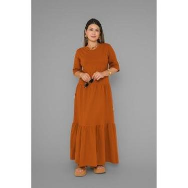 Imagem de Vestido Longo D Bell Outlet Fashion Manga Curta Onça Verde-Feminino