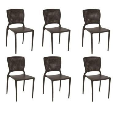 Imagem de Kit 6 Cadeiras Safira Marrom Tramontina 92048/109