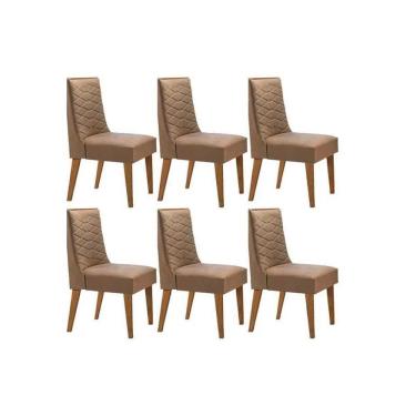 Imagem de Cadeira Sala De Jantar Dafne Kit 6 Un Madeira Capuccino-linho Capuccino - Rufato