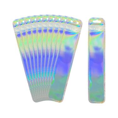 Imagem de ccHuDE 100 sacos de plástico holográficos, sacos resseláveis, embalagens ziplock, sacos de caneta, sacos transparentes para armazenamento de joias