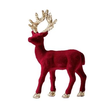 Imagem de WeiLaiKeQi Estatuetas de Renas Recheadas para Decoração de Natal, Adereços Rústicos e Criativos para Fotos, Esculturas de Animais para Lareira e Casamento, Style B Red