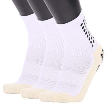 Imagem de Andoer Meias antiderrapantes masculinas de futebol Meias longas atléticas Meias absorventes esportivas para basquete, futebol, voleibol, corrida, trekking, caminhada, 1 par / 3, pares