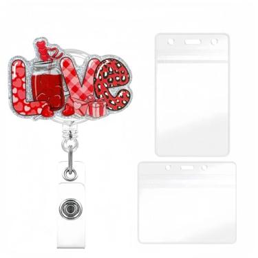 Imagem de YIHONGYAN Carretel de crachá de férias, porta-crachás, retrátil, clipes giratórios, carretéis engraçados, design de palavras de amor, para mulheres, enfermeiras, médicos, professores, escritório