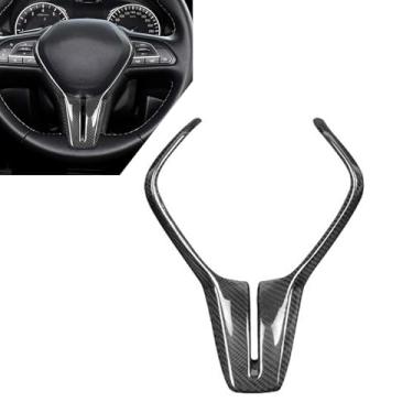 Imagem de FINMOKAL Capa para volante de fibra de carbono acabamento preto compatível com Infiniti Q50 Q50L 2018-2022 / Q60 QX50 2017-2022