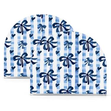 Imagem de Wassud Porta-guardanapos de acrílico azul marinho, dispensador de guardanapo de papel moderno para mesa, cozinha, sala de jantar, bancada 2 peças (comporta 50-60 guardanapos)