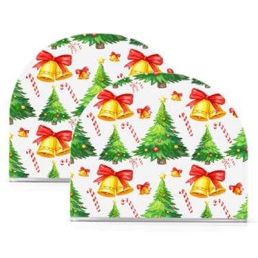 Imagem de Wassud Porta-guardanapos de acrílico para árvore de Natal e sinos, dispensador de guardanapos de papel moderno em forma de U para mesa, cozinha, sala de jantar, bancada 2 peças (comporta 50-60