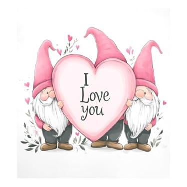 Imagem de Qilmy Capa de ímã de máquina de lavar louça de gnomo fofo dia dos namorados 58 x 66 cm capas decorativas de geladeira para porta frontal adesivo de folha magnética máquina de lavar louça painel