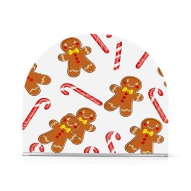 Imagem de Qilmy Porta-guardanapos de acrílico para pão de gengibre de Natal, porta-guardanapos para mesas cozinha restaurante decoração de casa, suporte decorativo moderno para guardanapos de coquetel de papel