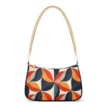 Imagem de CEBUGI Bolsas transversais femininas bolsa de ombro abstrata estampa floral bolsa clutch elegante com alça de corrente