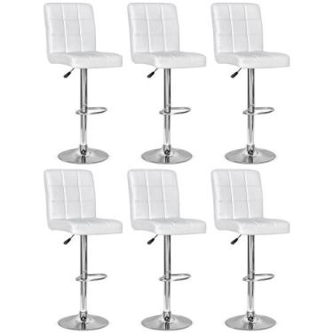 Imagem de Conjunto 6 Banquetas Dublin Material Ecológico Regulagem De Altura - B