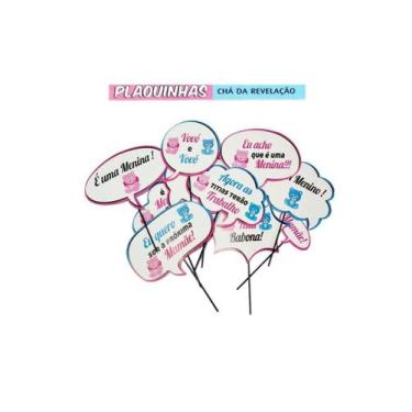 Imagem de Plaquinha Chá Revelação 10 Unidades Placas para Fotos Chá de Revelação