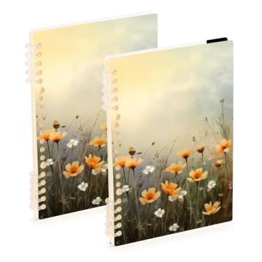 Imagem de Burbuja Cadernos Misty Wildflowers, papel pautado universitário A5 com 60 folhas, fichário para escritório, 2 unidades