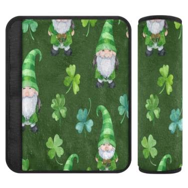 Imagem de Burbuja Capa para cinto de segurança de carro St. Patrick Gnome Clover Protetor de cinto de segurança de carro macio confortável para alça de ombro de assento de carro, 1 par médio