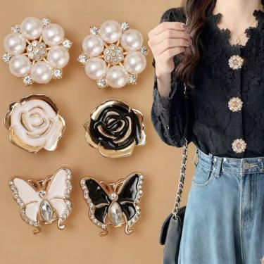 Imagem de Abotoaduras de strass borboleta 3D de luxo para mulheres design transfronteiriço botões cobre acessórios de joias, 1 borboleta branca, tamanho �nico