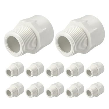 Imagem de DTGN 12 peças de encaixe de tubo de PVC de 2,5 cm, adaptador de rosca macho NPT SCH40 (rosca macho x SOC), conector de acoplamento deslizante de PVC para montagem de móveis, sistema de irrigação