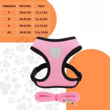 Imagem de Coleira Peitoral Ajustável para Cachorro e Gato com Guia – Peitoral Respirável Refletivo, Confortável e Seguro, Material Poliéster para Passeio(1 unidade - Rosa,P)