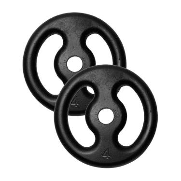 Imagem de Kit 2 Anilhas 4Kg Fitness Ferro Pintada Academia Treino 8Kg