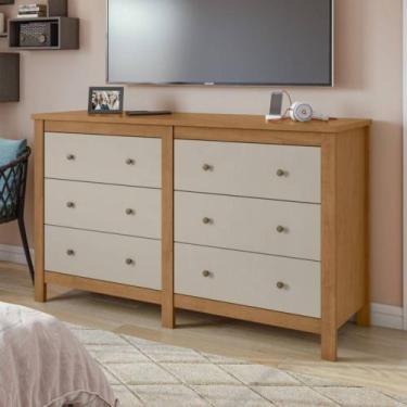 Imagem de Cômoda 6 Gavetas em Mdp/mdf Maggiore New Amêndoa Clean/Off White - LOP