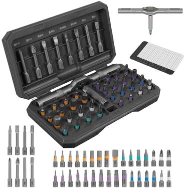 Imagem de Conjunto de chaves de fenda de catraca magnética 43 em 1, conjunto de mini chaves de fenda com 40 peças de precisão e alça em T de catraca destacável e almofada magnética para reparo de