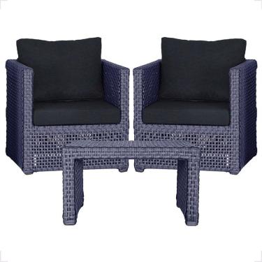 Imagem de Mesa E 2 Poltronas Madri Corda Náutica Estofado 12 Trama Azul