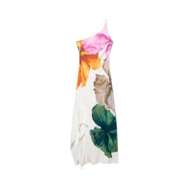 Imagem de Vestido Longo Slim Com Estampa Floral Para Mulheres, Sexy, Costas Desc