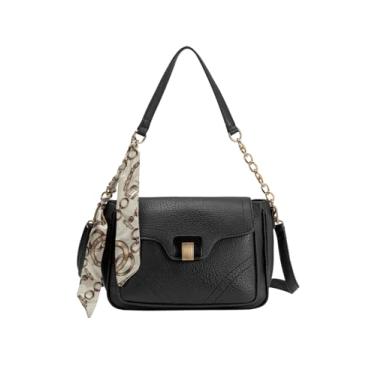 Imagem de Lenna's Bolsa Transversal Média com Alça de Corrente Estilo Casual Preta