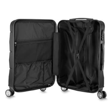 Imagem de Mala de Viagem ABS com Tecido, Preta, 60L, 58x26x42cm, 4 Rodas 360°, Sistema Carrinho