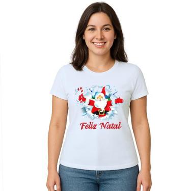 Imagem de Camiseta Papai Noel Feliz Natal Natalina Personalizada - UseP4, Branco