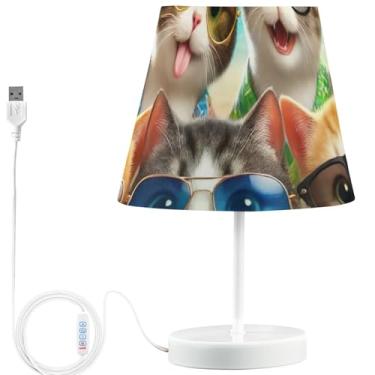 Imagem de TSENQUE Candeeiro de mesa personalizado fofo gatinho gato animal bonito lâmpadas de cabeceira LED para mesa de cabeceira USB recarregável lâmpada quente para quarto de crianças