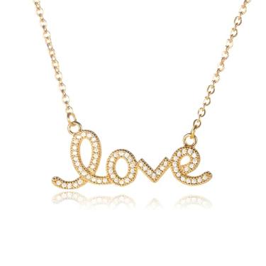 Imagem de RLHRNDE Colar de Dia dos Namorados para mulheres, moderno, dourado, prata, zircônia cúbica, romântico, colar de amor delicado, brilhante, aniversário, dia dos namorados, eternidade, joia presente