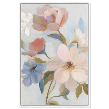 Imagem de Art Remedy Tela floral de cor pastel, 25,4 cm x 38,1 cm, moldura branca, serenata floral I