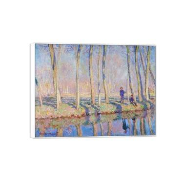 Imagem de BMZFYBS Claude Monet Famosas Impressões em Tela de Parede Prontas para Pendurar - Bancos de Epte-Quadro Branco para Decoração de Sala de Estar 30 x 40 cm 12 x 16 pol