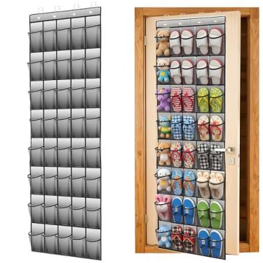 Imagem de Lemecima Pacote com 2 organizadores de sapatos com 40 bolsos sobre a porta – Organizador de sapatos grande com bolso de malha, suporte de armazenamento de sapatos atrás da porta, design de grande