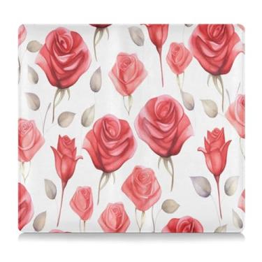 Imagem de CEBUGI Porta-luvas para registro e seguro de carro rosa vermelha para organizador de documentos, 12,5 cm x 24 cm