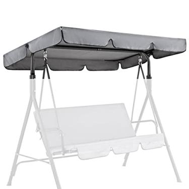 Imagem de FYTY Capa de substituição para dossel de balanço para ambientes externos, à prova d'água, para baloiço, 2 e 3 lugares, jardim, guarda-sol, pátio, rede, cobertura à prova de sol, cinza, 190 x 132 x 15