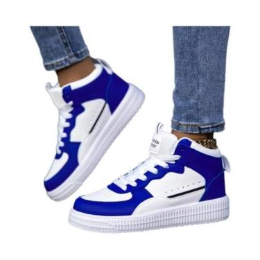 Imagem de Tênis Brancos Femininos Leves Com Solado Grosso Antiderrapante Unissex