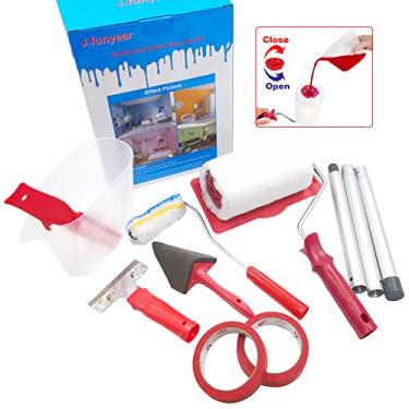 Imagem de Kit de rolo de pintura, conjunto de pincéis profissionais para pintura que transforma sua casa, escola e escritório em apenas alguns minutos, decore rapidamente o conjunto de pincéis de pintura de ferramentas de corredor, sem preparação, sem bagunça (6 peças)