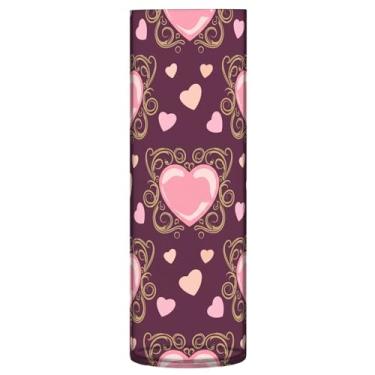 Imagem de CEBUGI Vaso de flores com estampa de corações 10 x 30 cm, vaso cilíndrico para flores, vaso transparente inquebrável para festa de casamento, decoração de casa